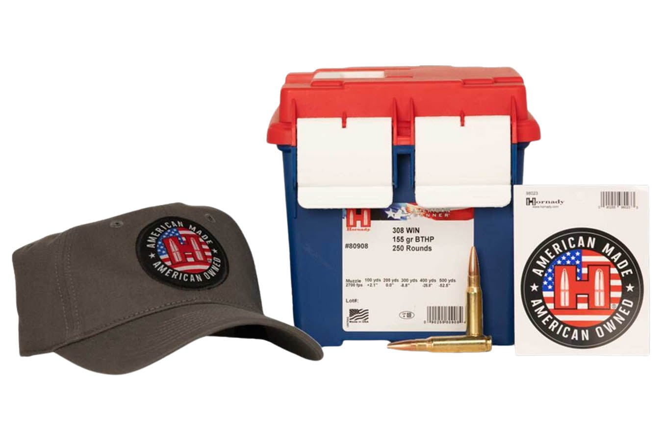 HORNADY 308 Win 155gr BTHP American Gunner 250th Anniversary Combo Pack 250/Can